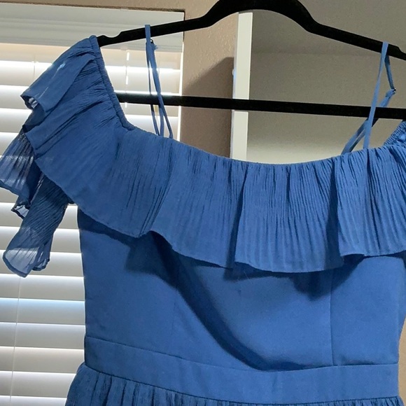 Elegant Blue Off-Shoulder Women's dress - Picture 7 of 7
